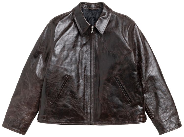 Stussy Garage Jacket Leather Dark Brown