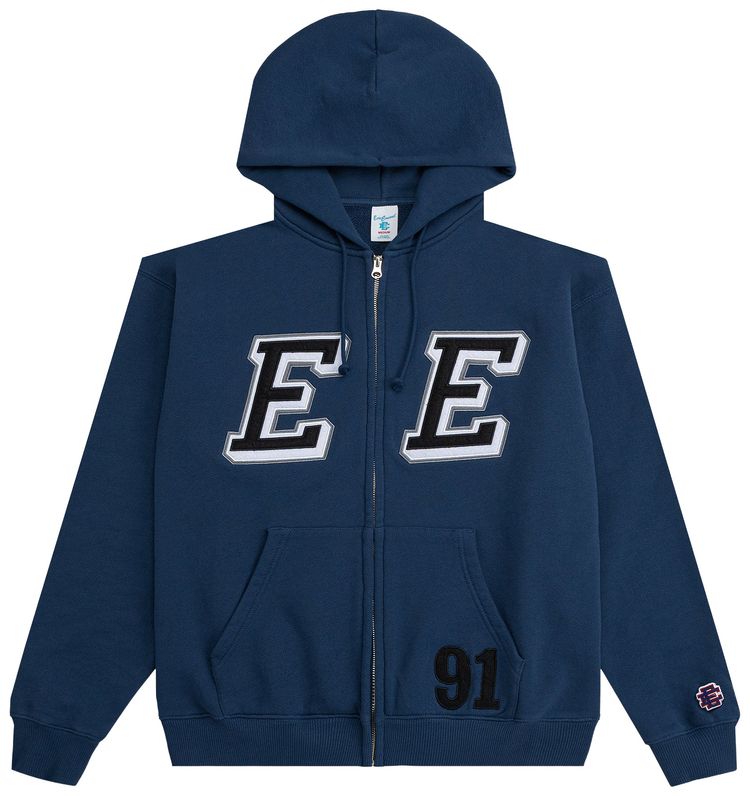 Eric Emanuel EE Felt Zip Up Hoodie Navy