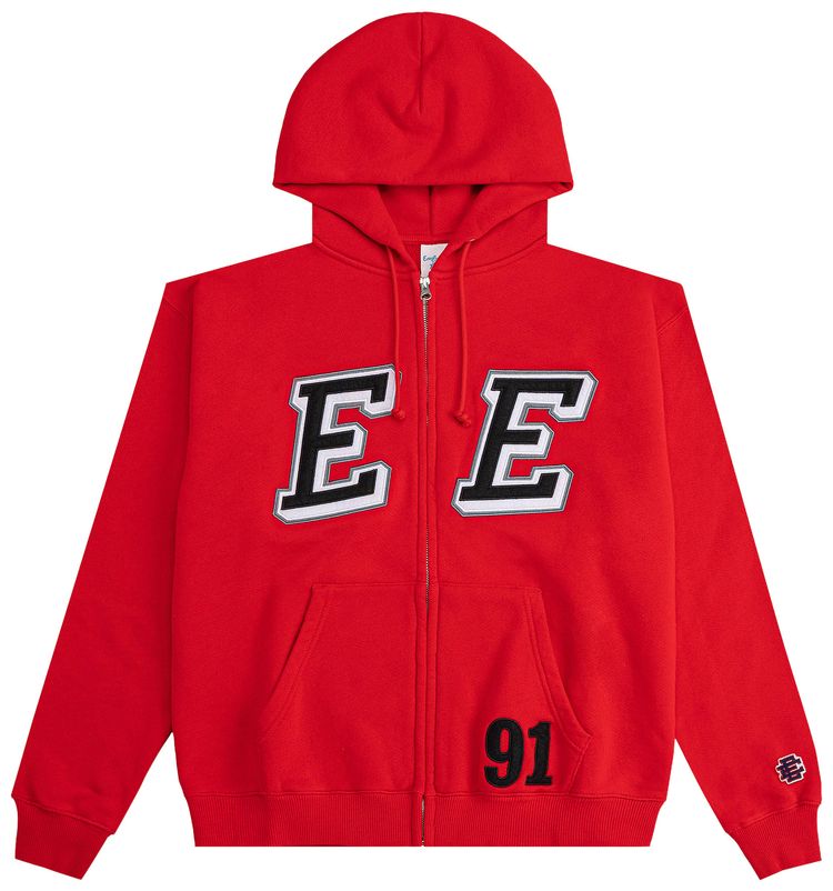 Eric Emanuel EE Felt Zip Up Hoodie Red