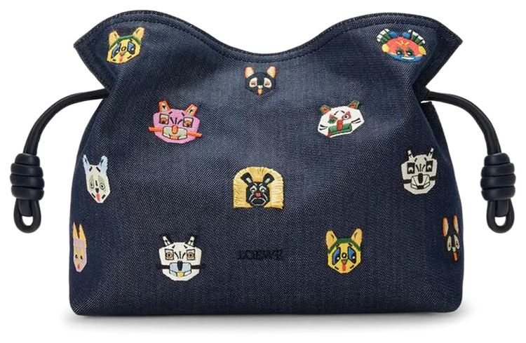 Loewe Flamenco Cats Clutch Blue