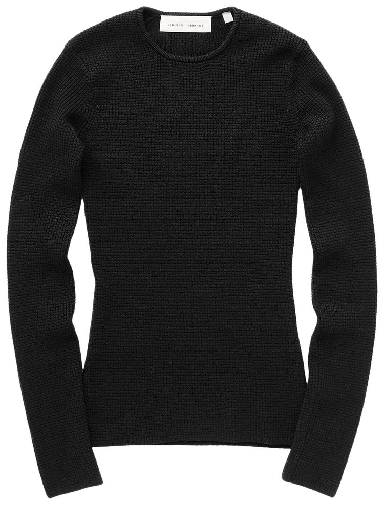 Fear of God Essentials Waffle Long Sleeve Top Vintage Black