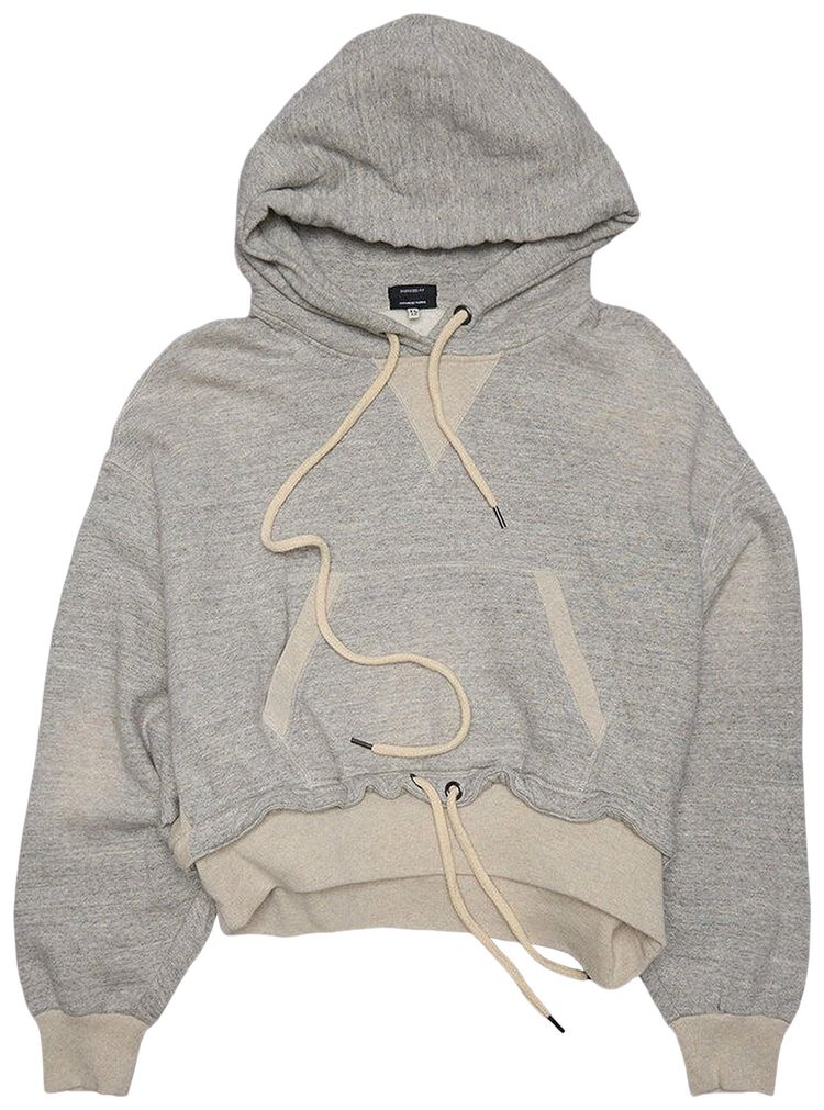 R13 Cinched Hem Popover Hoodie Heather GreyOatmeal