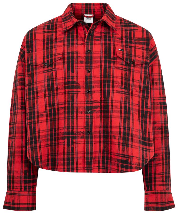 Vetements Cowboy Flannel Shirt RedBlack Check