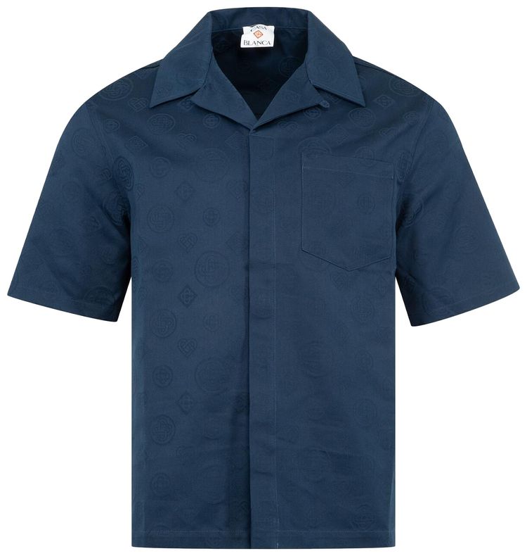 Casablanca Monogram Short Sleeve Shirt Blue