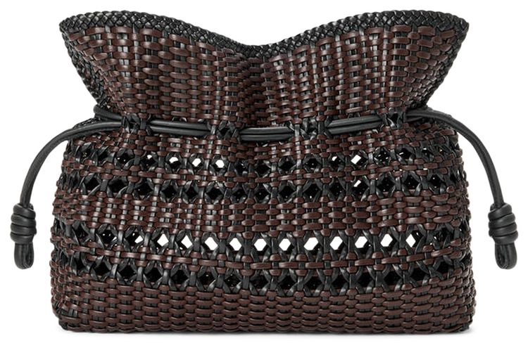 Loewe Flamenco Woven Medium Clutch BlackBrown