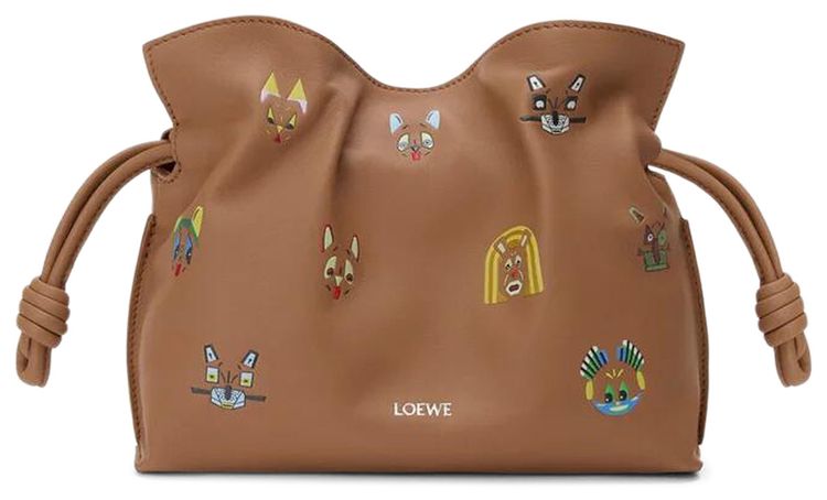 Loewe Flamenco Mini Cats Clutch Mocha