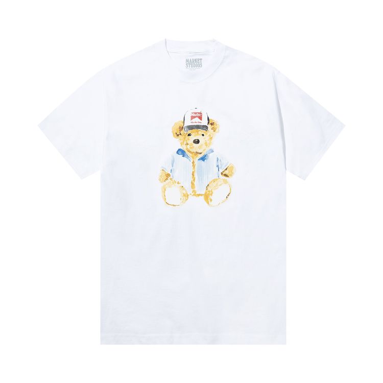 Market Watercolor Teddy T Shirt White