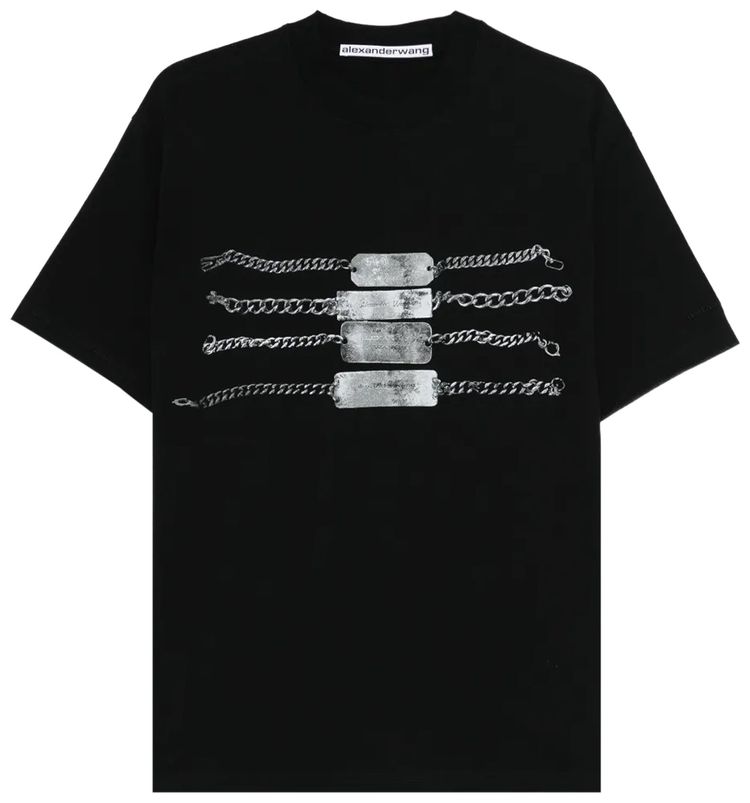 Alexander Wang Short Sleeve Tee with Chain Graphic Black