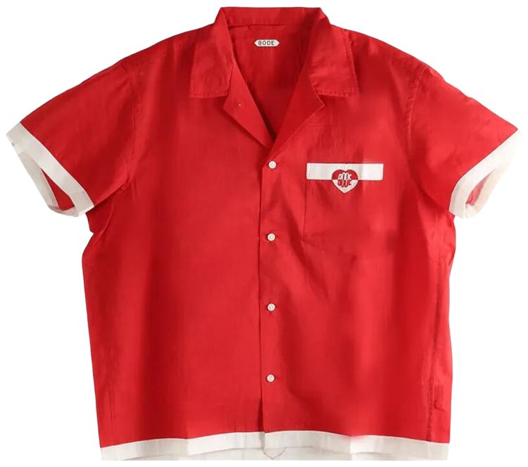 Bode Heart Deco Short Sleeve Shirt RedWhite