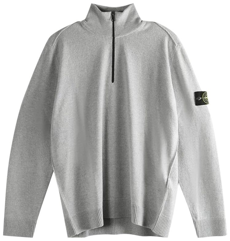 Stone Island Long Sleeve Polo Shirt Melange Pearl Grey