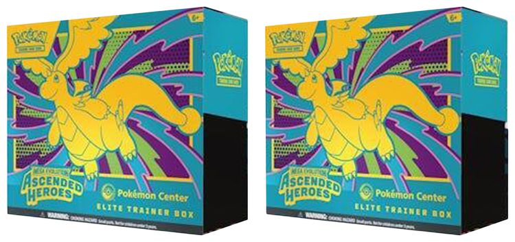 Pokemon Mega Evolution Ascended Heroes Pokemon Center Elite Trainer Box 2x Lot