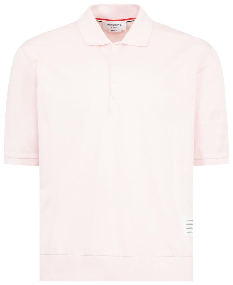 Thom Browne Overdyed 4 Bar Short Sleeve Rib Cuff Polo Light Pink