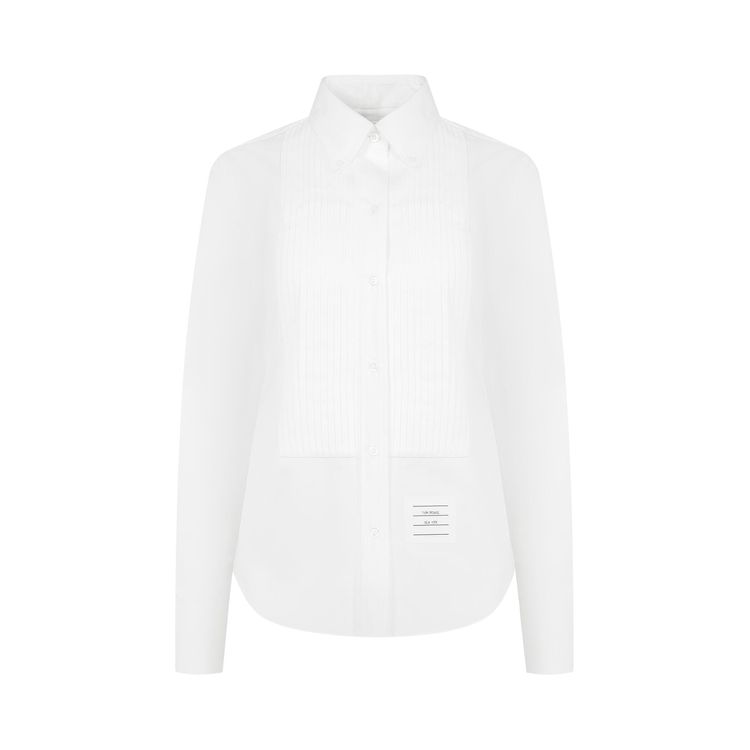 Thom Browne Plisse Bib Button Down Poplin Shirt White