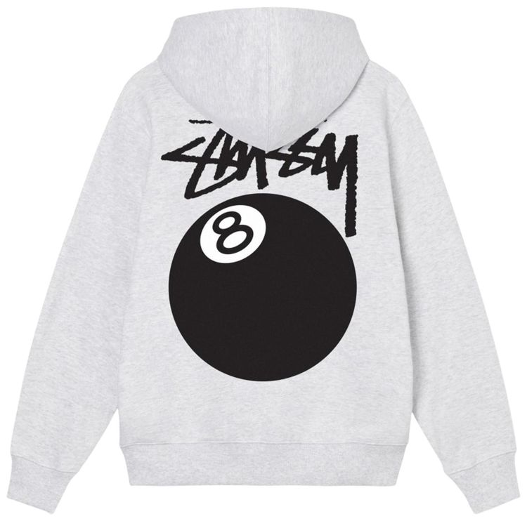 Stussy 8 Ball Zip Hooded Sweatshirt Ash Heather