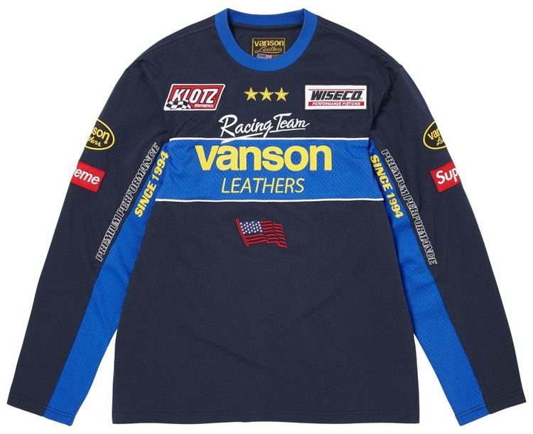 Supreme x Vanson Leathers Long Sleeve Top Navy