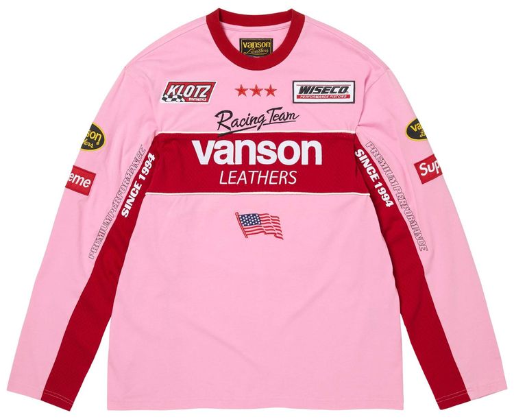 Supreme x Vanson Leathers Long Sleeve Top Pink