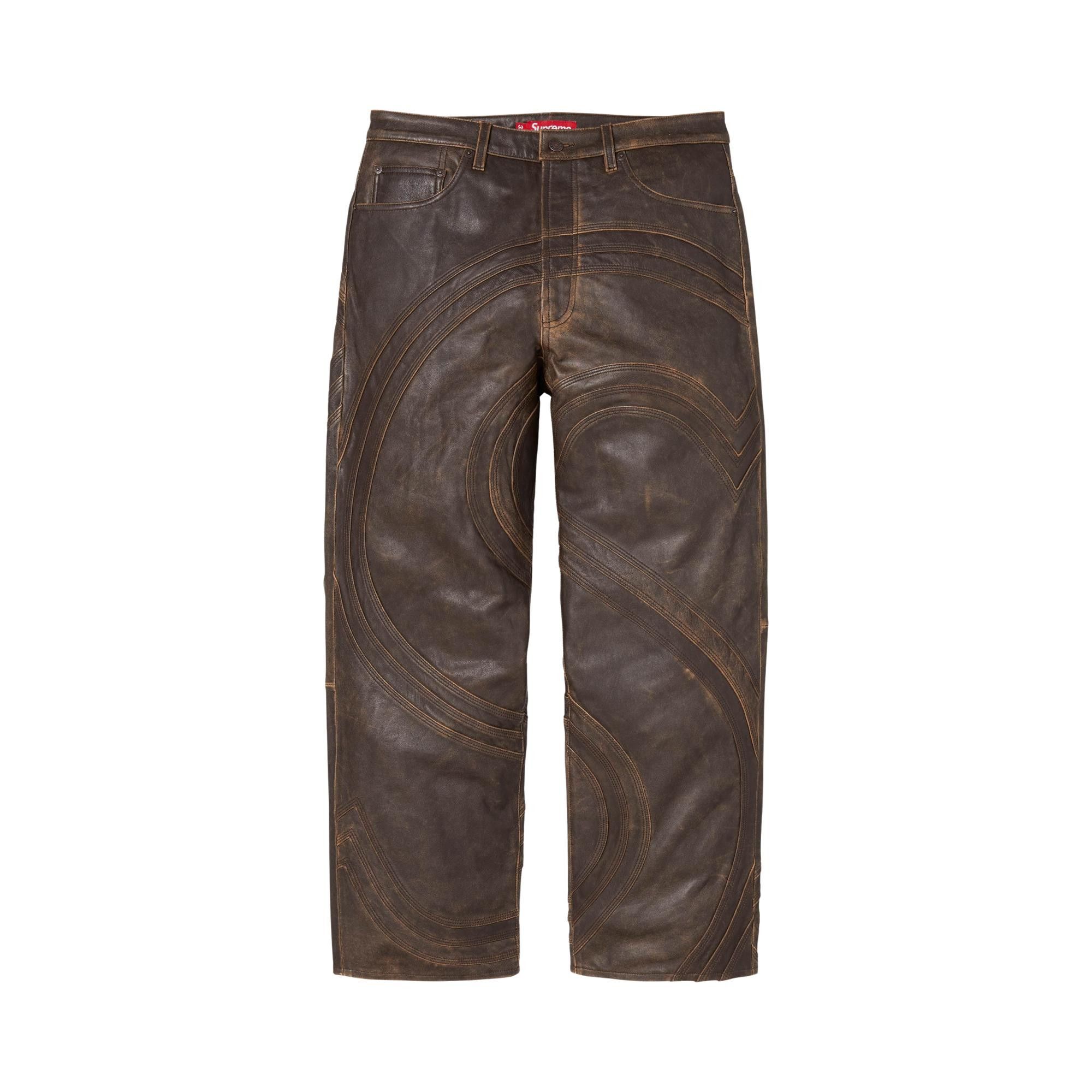 Buy Supreme S Logo Leather Baggy 5-Pocket Jean 'Brown' - SS26P71