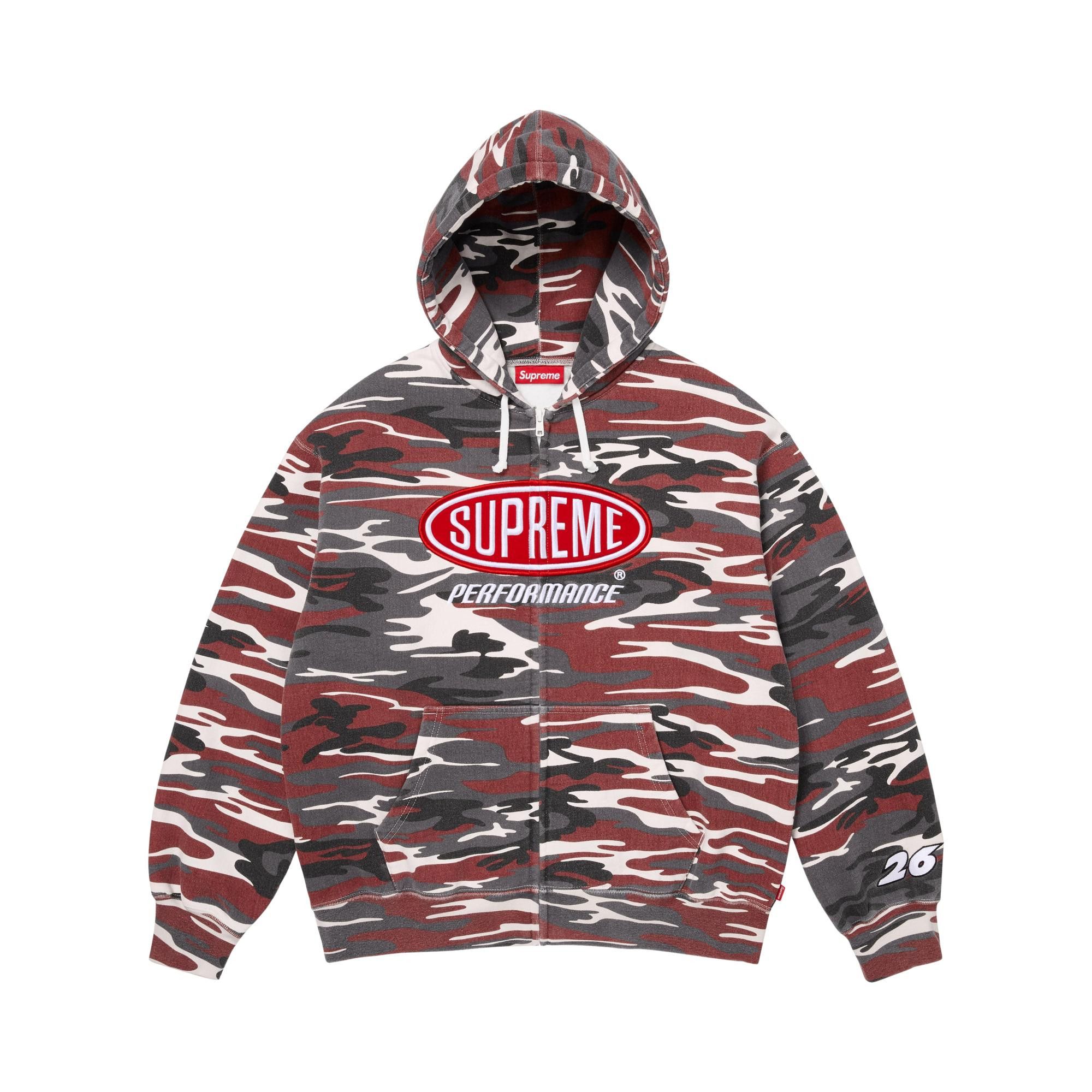 Buy Supreme Performance Zip Up Hooded Sweatshirt 'Red Camo