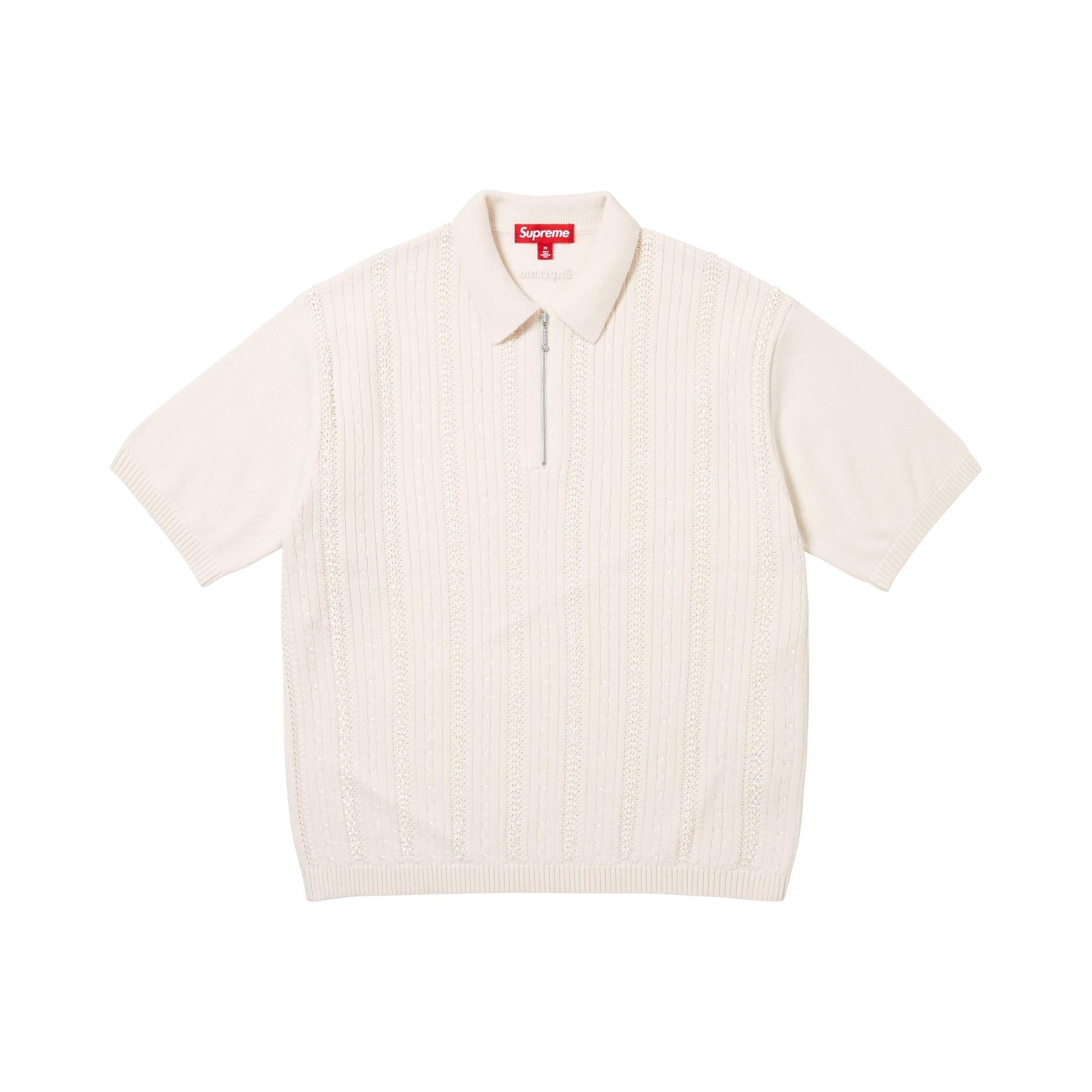 Supreme Beaded Zip Polo Cream Sサイズ Buy Supreme Beaded Zip Short-Sleeve Polo Sweater 'Cream