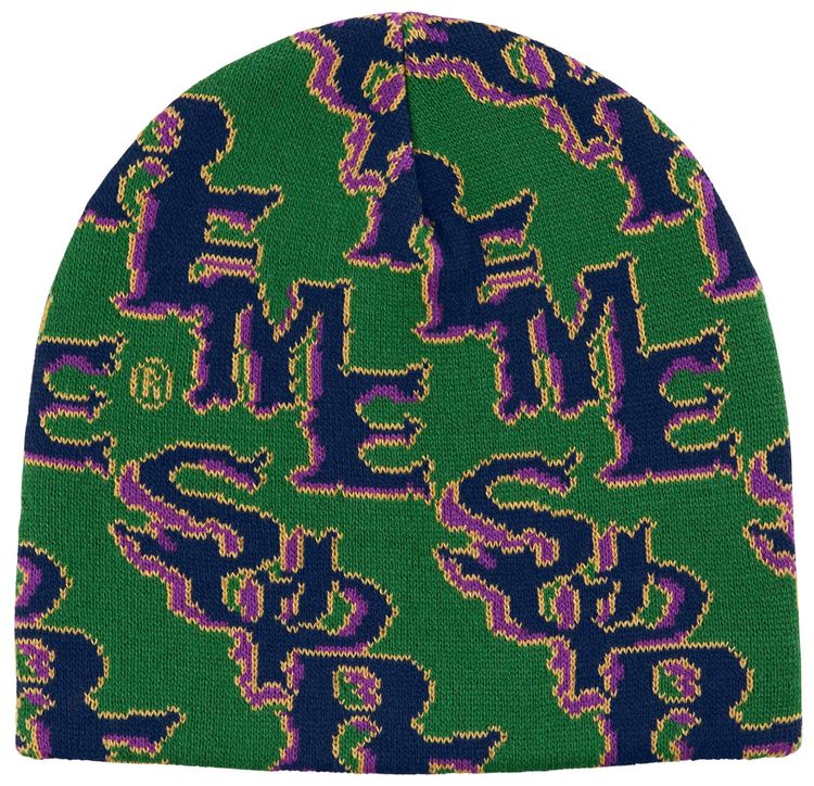 Supreme Slanted Gothic Outline Beanie Green