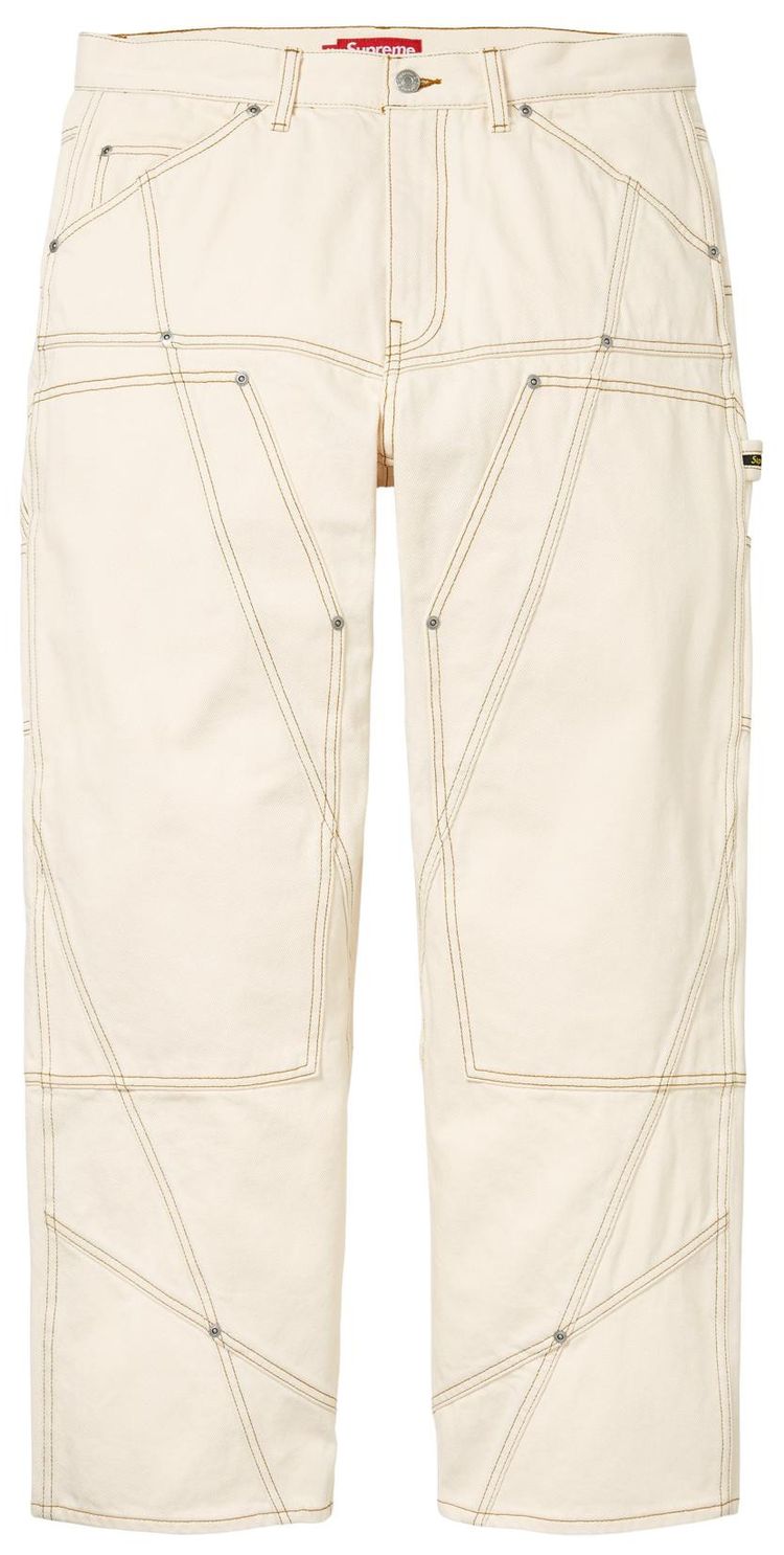 Supreme Contrast Stitch Double Knee Painter Jean Natural