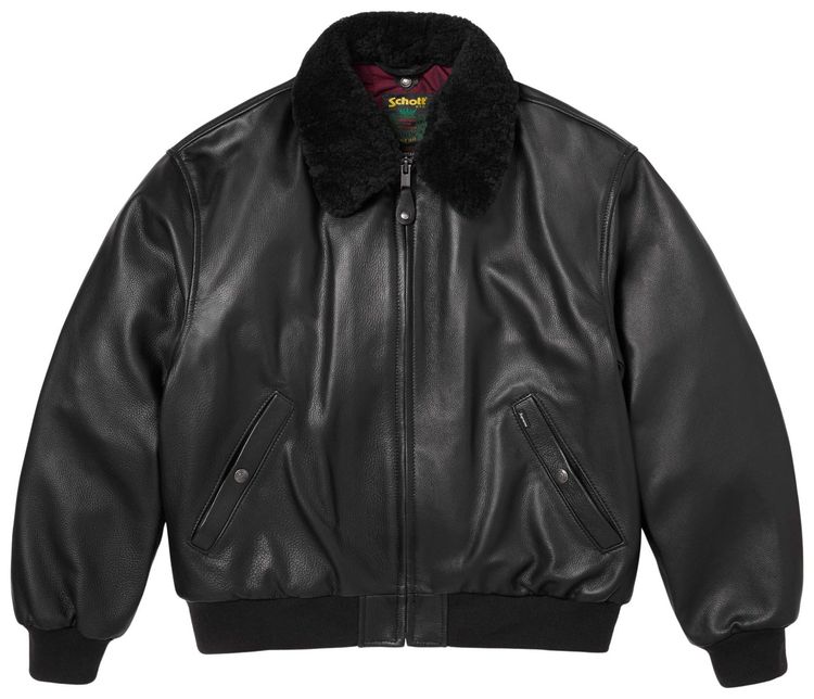 Supreme x Schott Shearling Collar Bomber Jacket Black