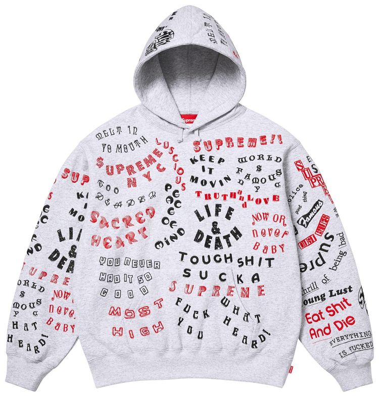 Supreme Too Deadly Hooded Sweatshirt Ash Grey