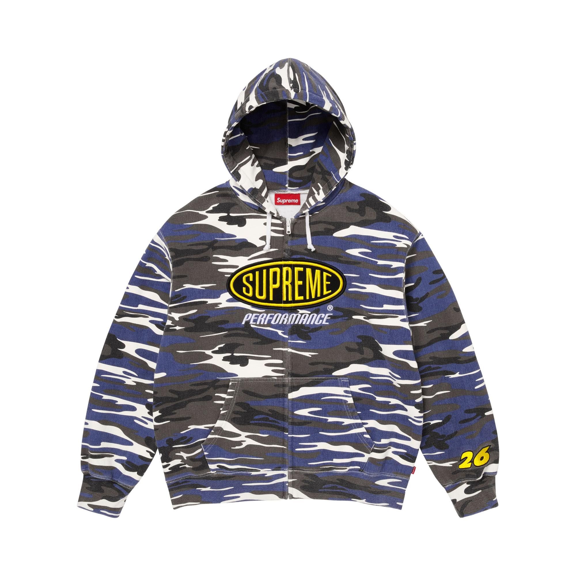 Buy Supreme Performance Zip Up Hooded Sweatshirt 'Blue Camo