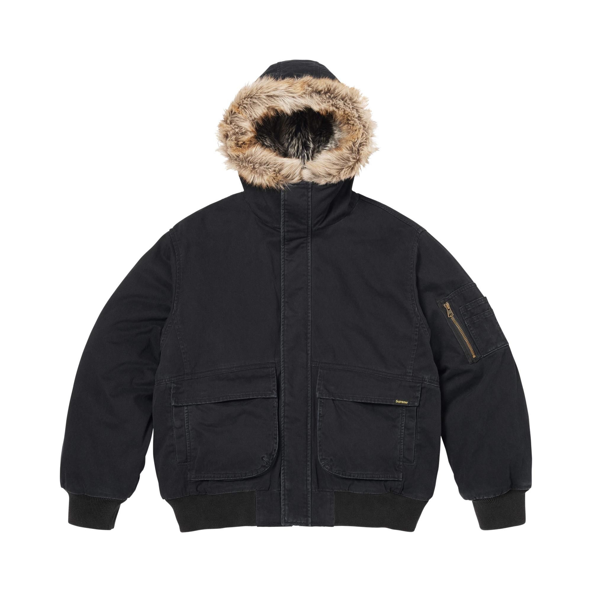 Buy Supreme Reversible Faux Fur Hooded Work Jacket 'Black