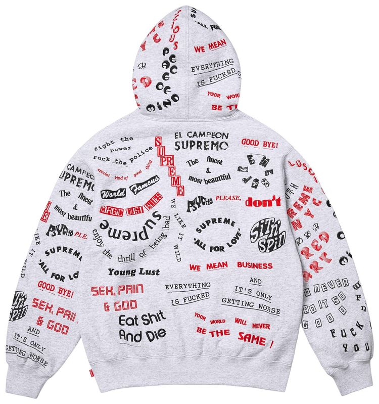 Supreme Too Deadly Hooded Sweatshirt Ash Grey