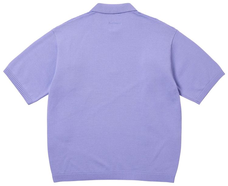 Supreme Beaded Zip Short Sleeve Polo Sweater Lavender