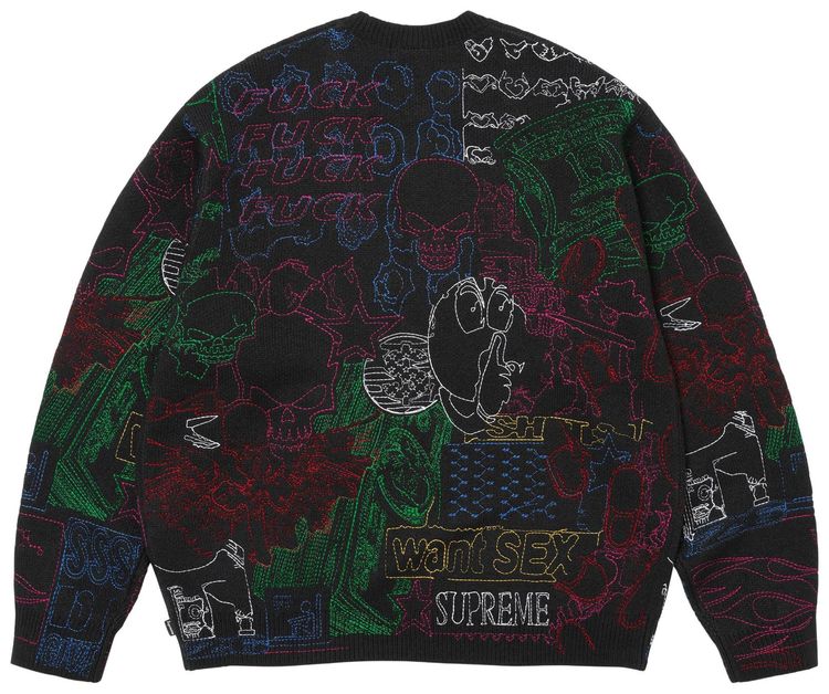 Supreme Collage Embroidered Sweater Black