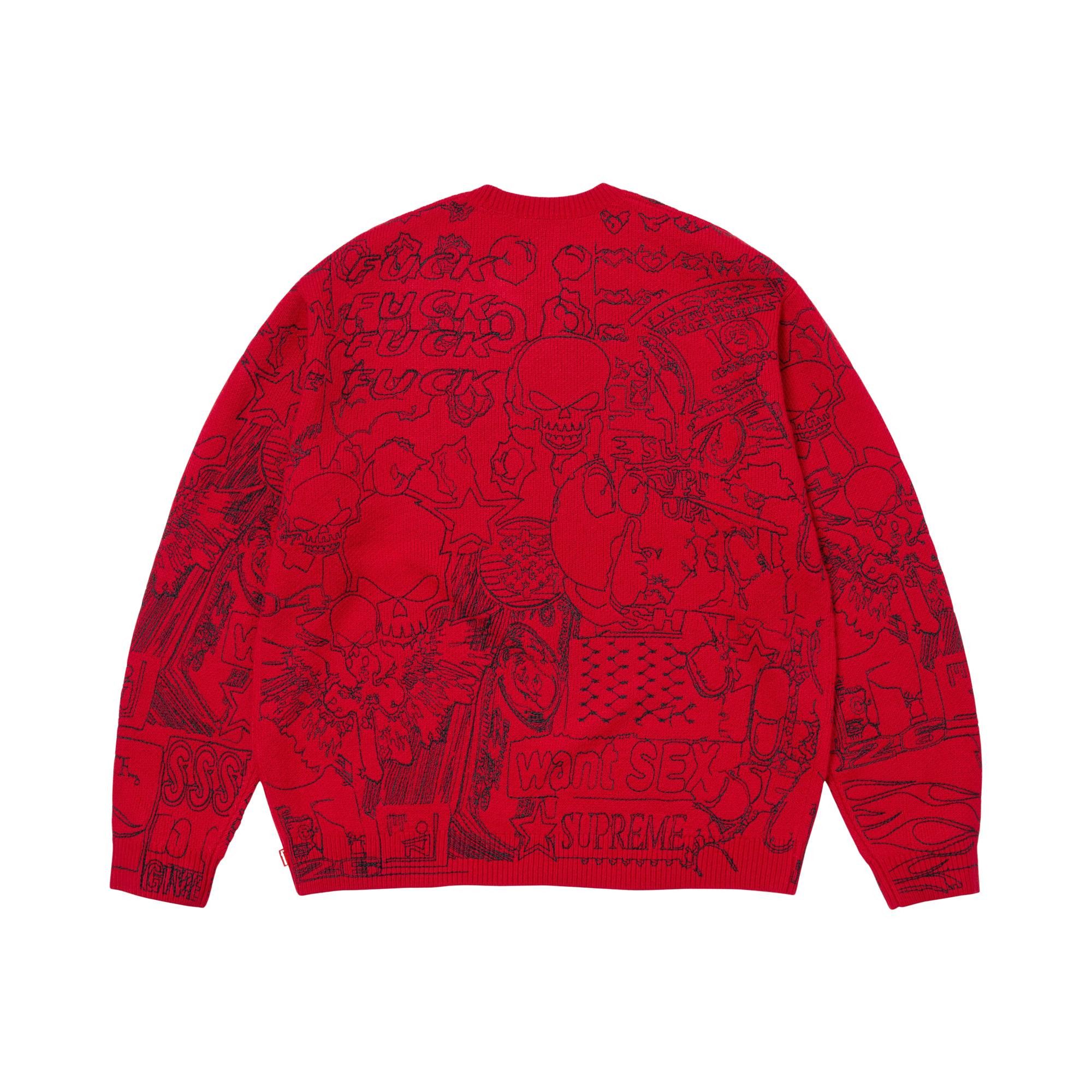 Buy Supreme Collage Embroide Sweater 'Red' - SS26SK28 RED | GOAT