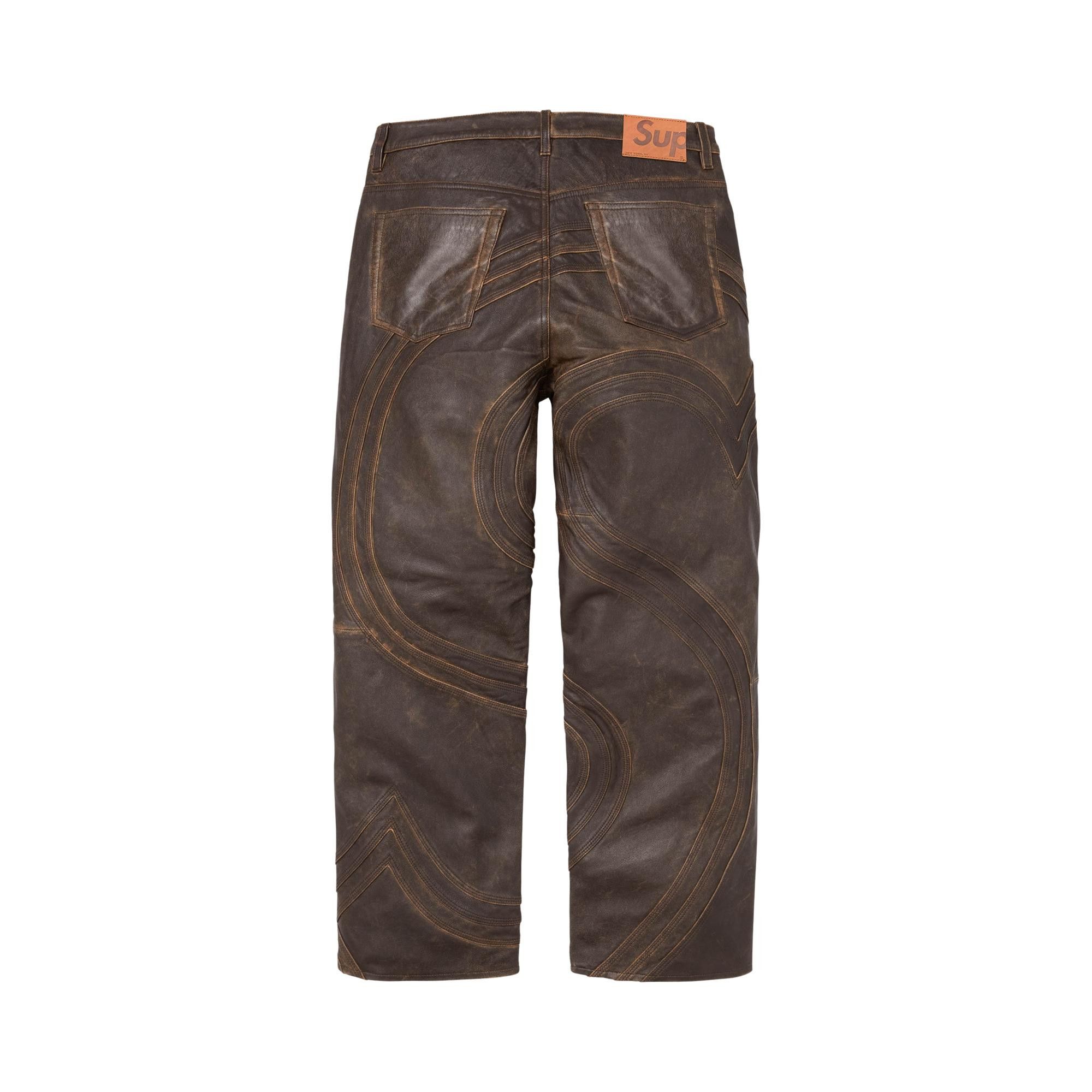 Buy Supreme S Logo Leather Baggy 5-Pocket Jean 'Brown' - SS26P71