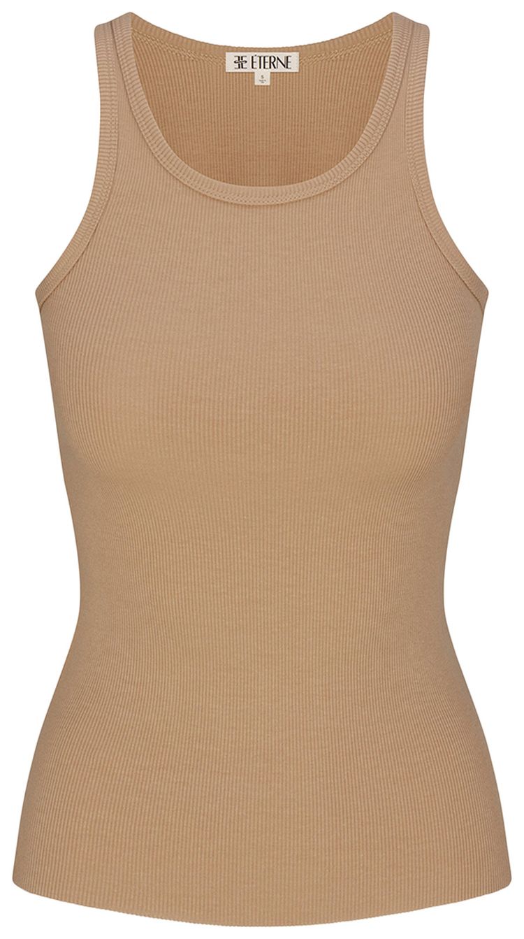 Eterne High Neck Fitted Tank Taupe
