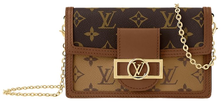 Louis Vuitton Dauphine Chain Wallet Brown Monogram Reverse Canvas