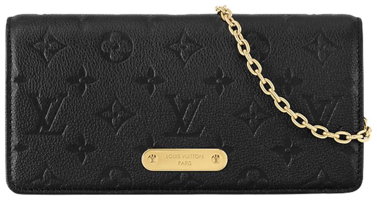 Louis Vuitton Wallet On Chain Lily Black Monogram Embossed Empreinte Cowhide Leather