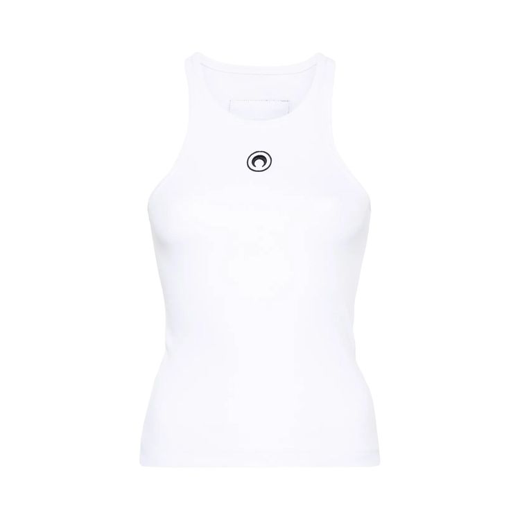 Marine Serre Moon Logo Ribbed Jersey Tank Top White