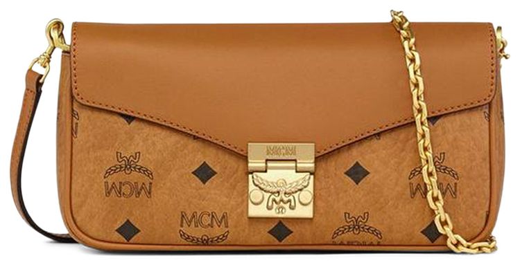 MCM Tracy VI Leather Mix Mini Crossbody Bag Cognac