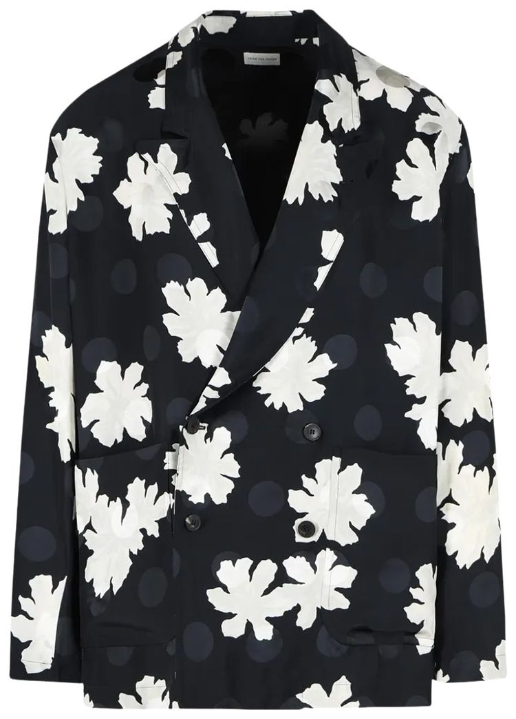Dries Van Noten Sparse Flower Print Shirt Black