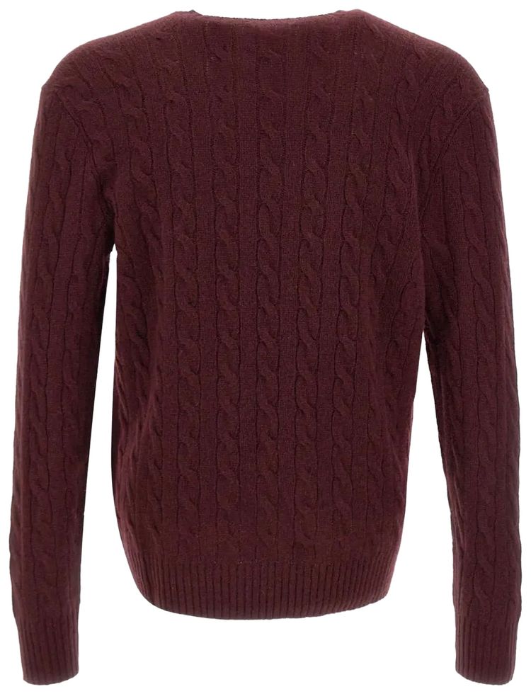 Polo Ralph Lauren Cable Knit Crewneck Sweater Aged Wine Heather