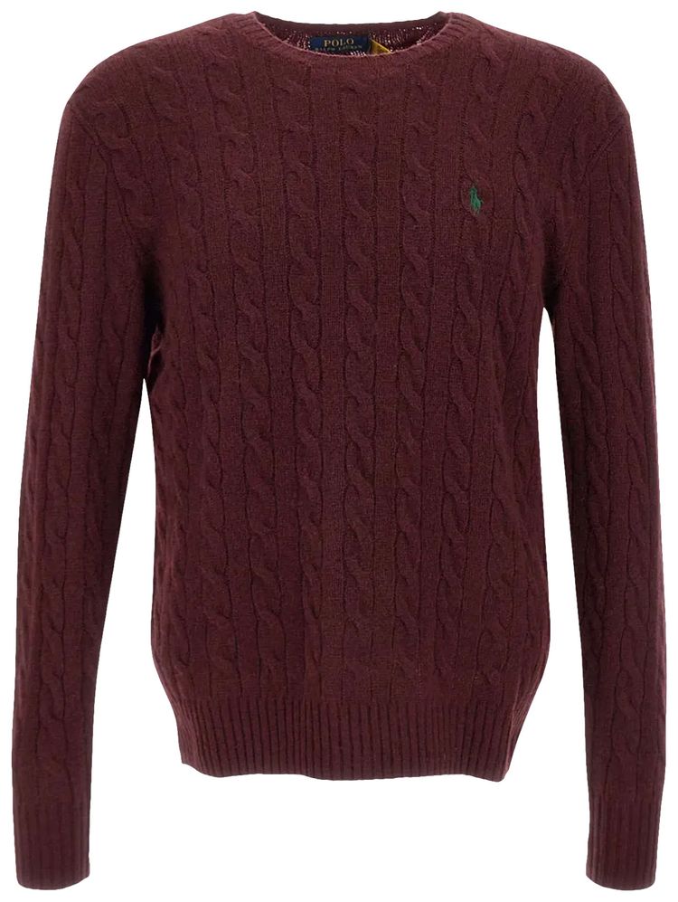 Polo Ralph Lauren Cable Knit Crewneck Sweater Aged Wine Heather