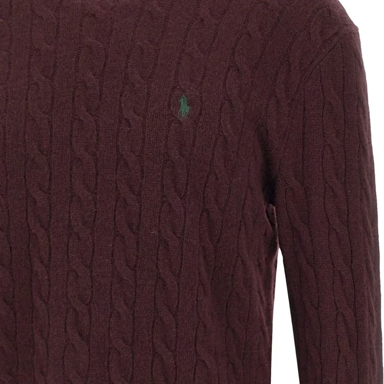 Polo Ralph Lauren Cable Knit Crewneck Sweater Aged Wine Heather
