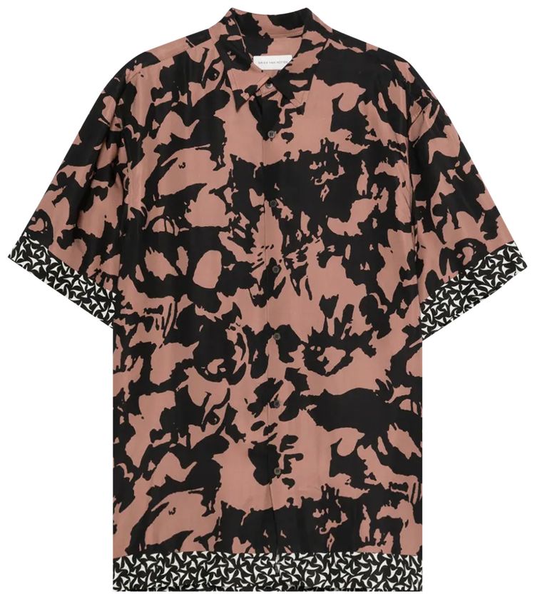 Dries Van Noten Abstract Flower Border Print Shirt Old Rose