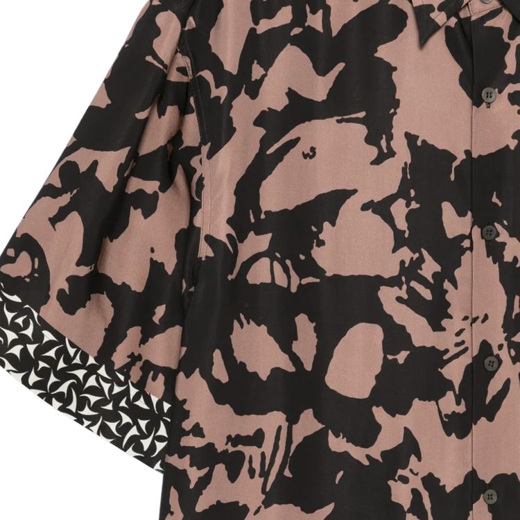 Dries Van Noten Abstract Flower Border Print Shirt Old Rose