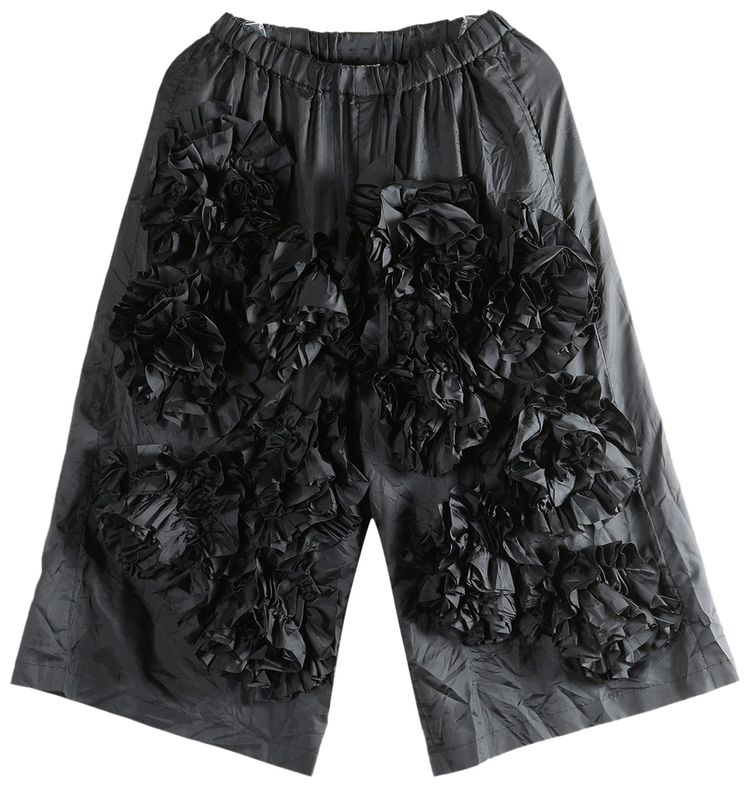 Comme des Garcons Draped Flower Detail Pants Black