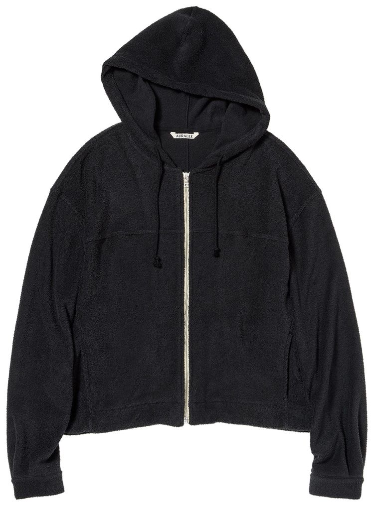 Auralee Cotton Nylon Pile Zip Parka Navy