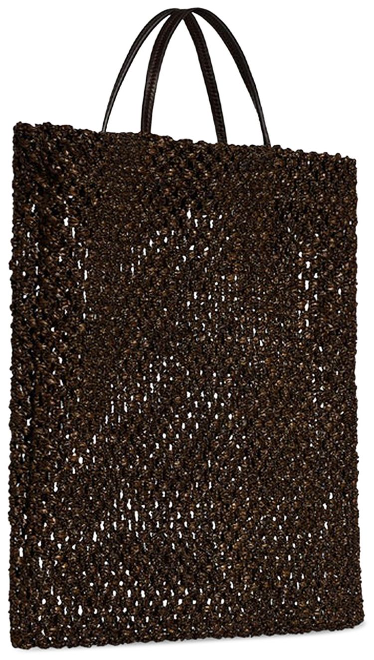 The Row Barn Mini Tote Raffia Bag Dark Brown