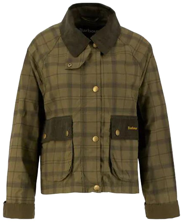 Barbour Tartan Cropped Beadnell Jacket Dusky GreenHighland