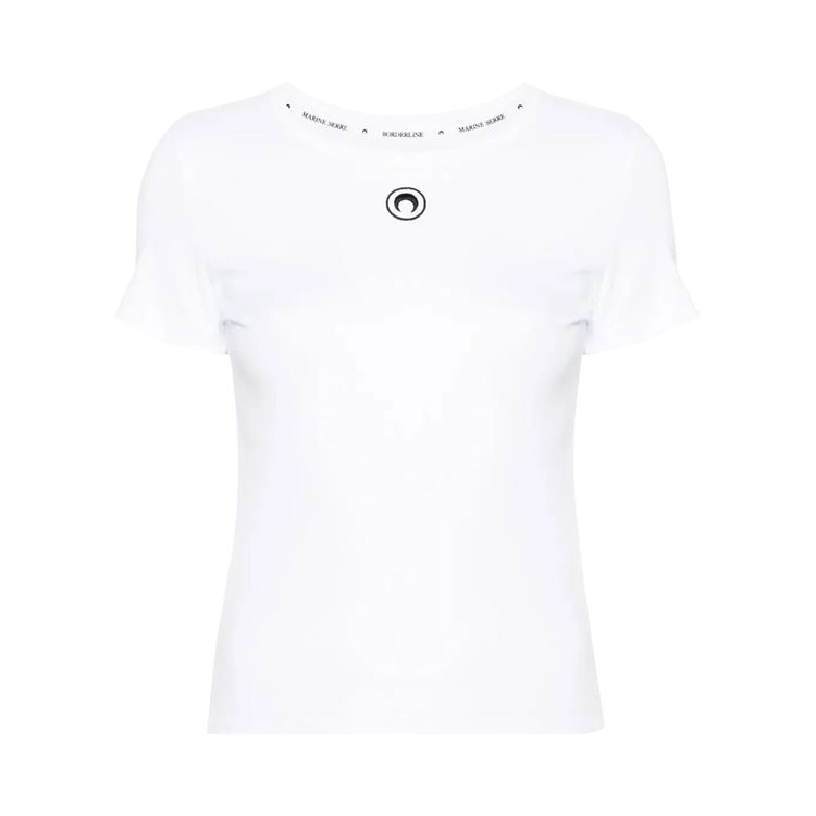 Marine Serre Moon Logo Jersey Short Sleeve Fit T Shirt White